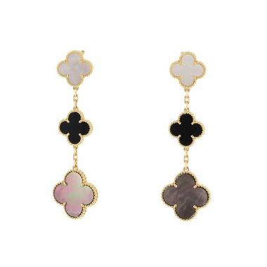 Pendientes Van Cleef & Arpels Magic Alhambra en oro amarillo,  nácar y ónix