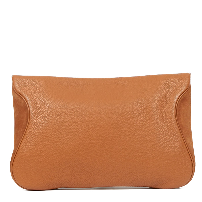 Hermès Virevolte pouch in doblis calfskin and gold togo leather - Detail D2