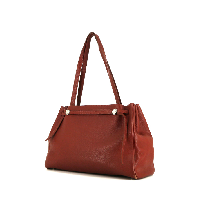 Hermès Cabana shopping bag in burgundy Fjord leather - 00pp