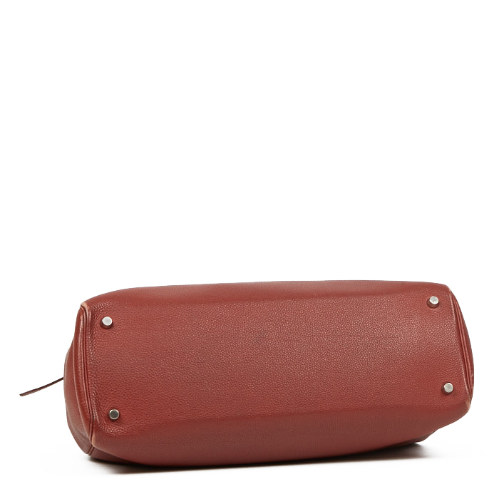 Hermès Cabana shopping bag in burgundy Fjord leather - Detail D3