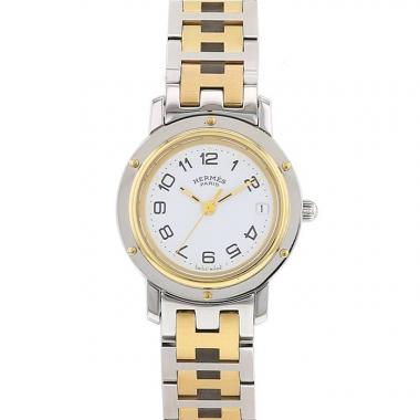 Reloj Hermes Clipper de acero y oro chapado Ref :  CL4.220 Circa  1990