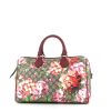 Gucci Boston handbag in grey monogram canvas and pink leather - 360 thumbnail