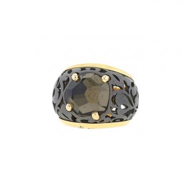 Pomellato Arabesques ring in pink gold,  titanium and smoked quartz