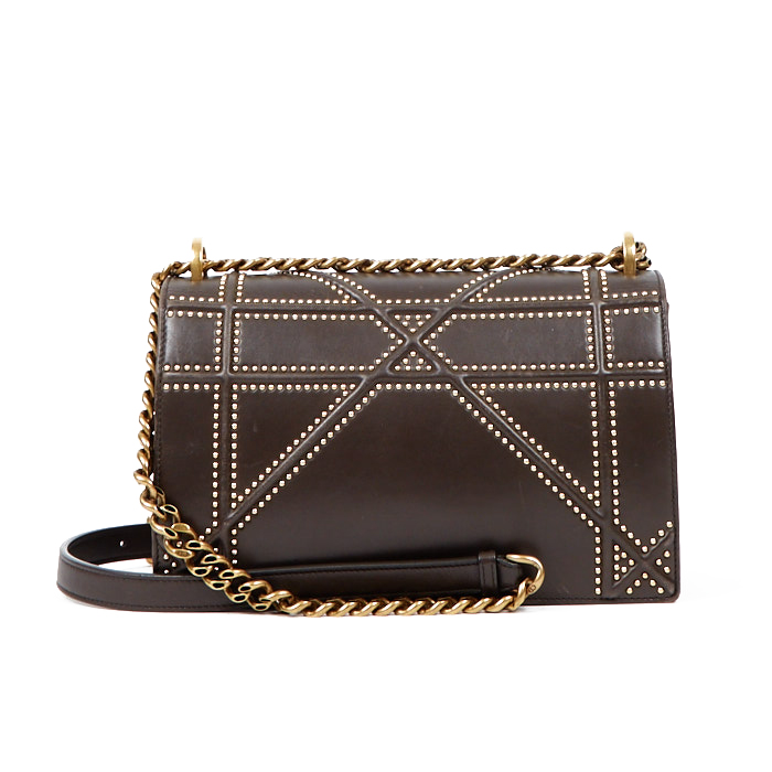 Sac bandoulière Dior Diorama en cuir marron - Detail D3