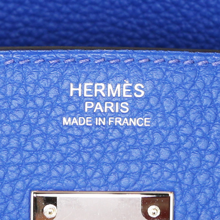 Bolso de mano Hermes Birkin 30 cm en cuero togo Bleu France - Detail D3