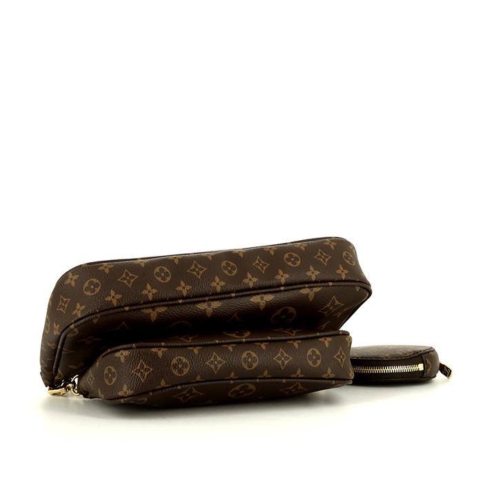 Louis Vuitton Multi-Pochette Accessoires shoulder bag in brown monogram canvas and natural leather - Detail D5
