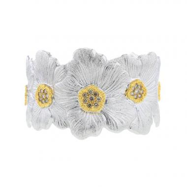 Bracelet Buccellati Blossom Gardenia en argent,  or jaune et diamants brun