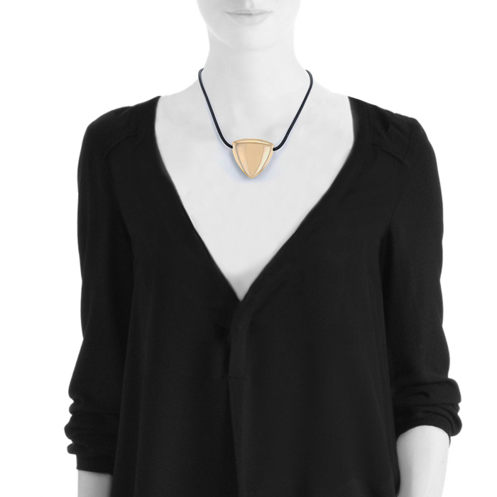 Vhernier necklace in pink gold, rubber and wood - Detail D1