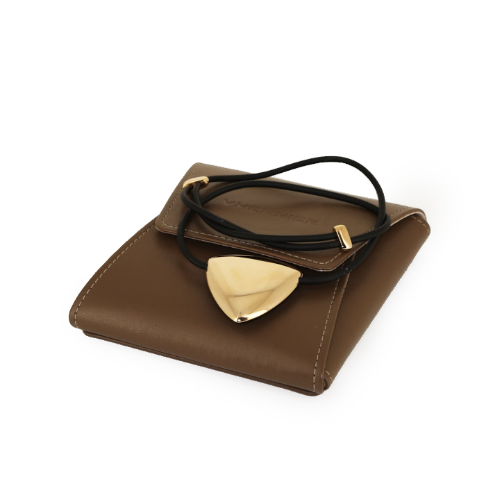 Vhernier necklace in pink gold, rubber and wood - Detail D2