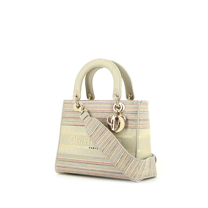 Dior Lady Dior handbag in beige multicolor canvas - 00pp