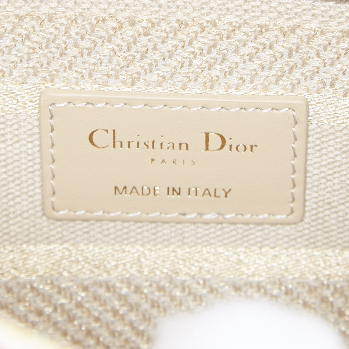 Borsa Dior Lady Dior in tela multicolore beige - Detail D4