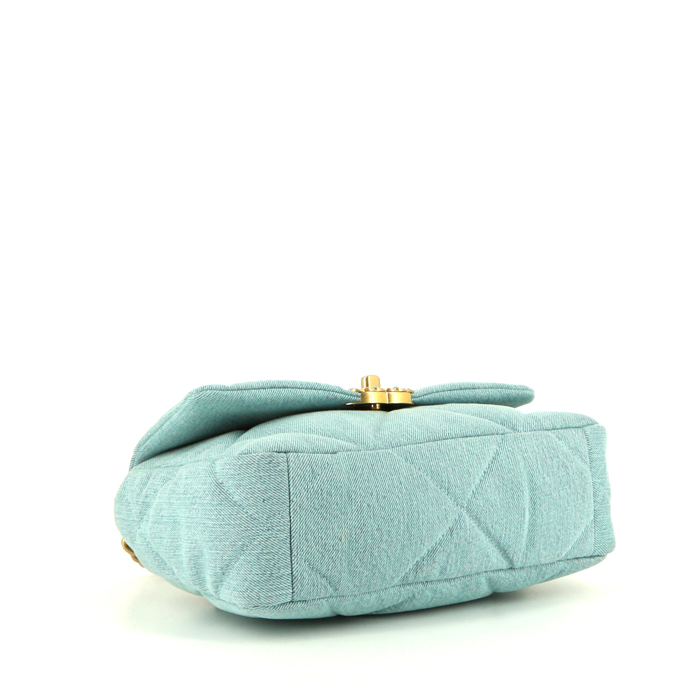 Chanel 19 shoulder bag in blue denim canvas - Detail D5