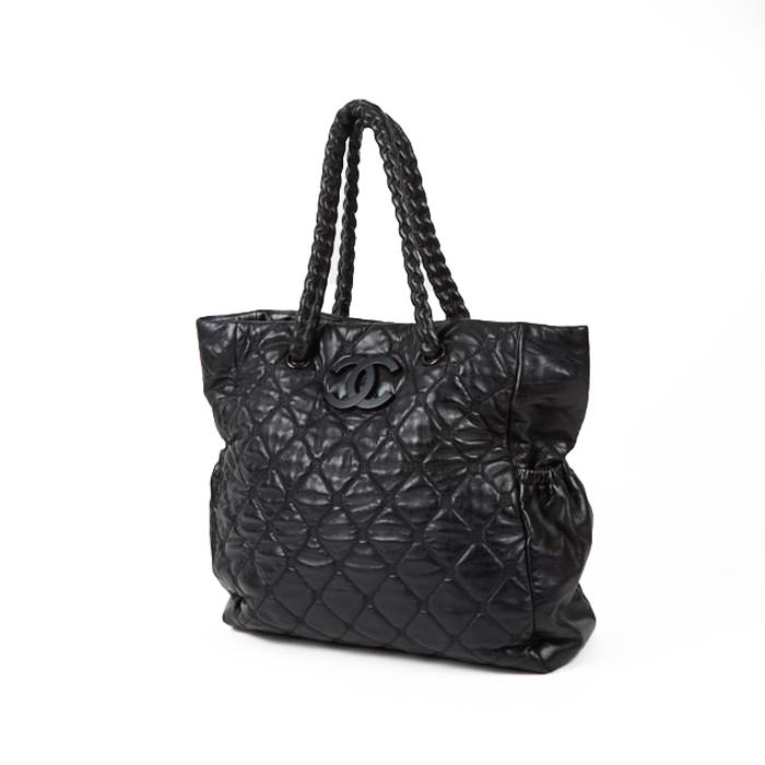 Chanel shopping bag in black quilted leather - 00pp