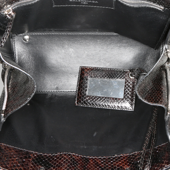 Balenciaga Papier handbag in brown python - Detail D4