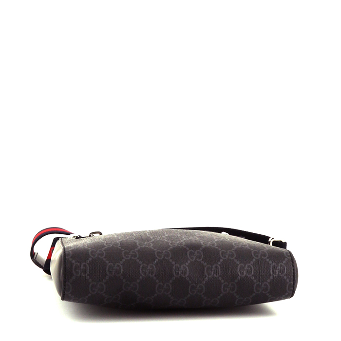 Gucci  Suprême GG shoulder bag  in black and grey monogram canvas - Detail D4