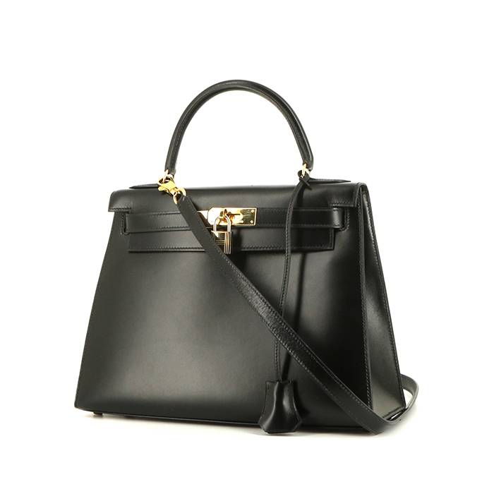Hermès Kelly 28 cm handbag in black box leather - 00pp
