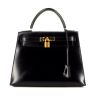 Hermès Kelly 28 cm handbag in black box leather - 360 thumbnail