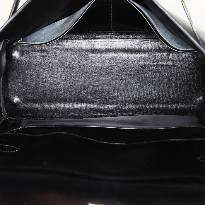 Sac à main Hermes Kelly 35 cm en cuir box noir - Detail D2