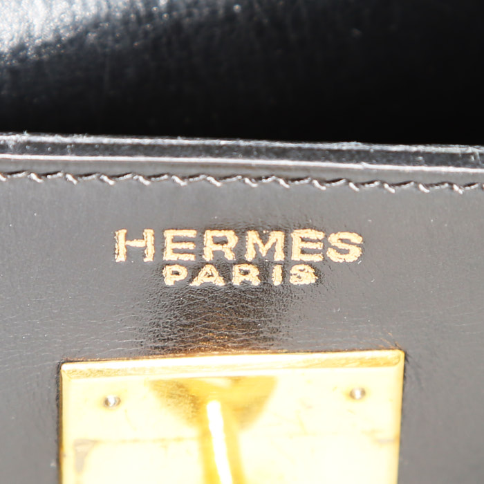 Hermes Kelly 35 cm handbag in black box leather - Detail D3