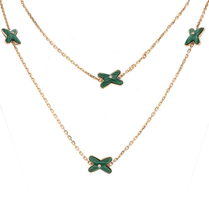 Chaumet Jeux de Liens long necklace in pink gold,  malachite and diamonds - 00pp