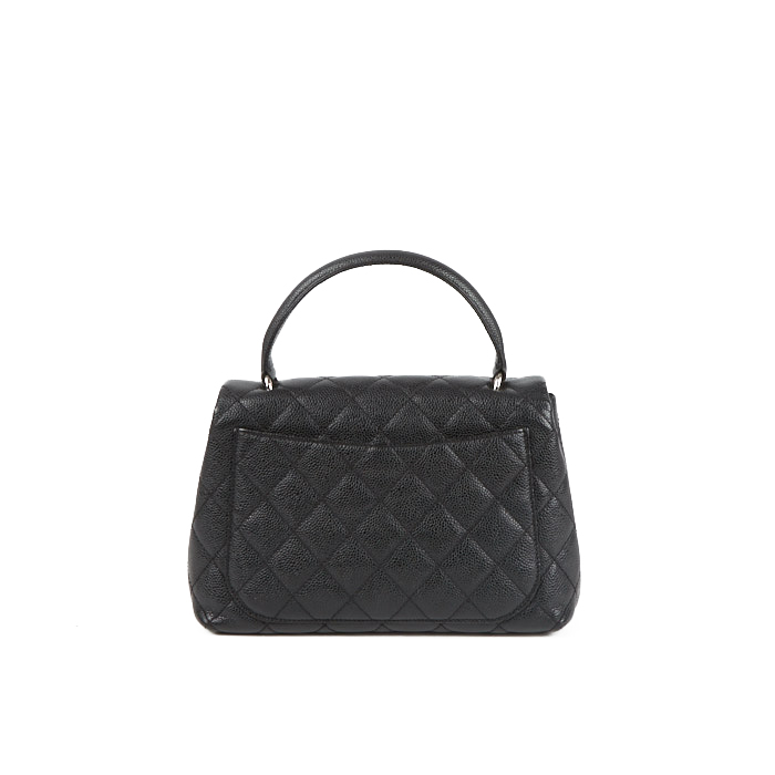 Chanel Top Handle handbag in black quilted leather - Detail D2