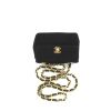 Chanel handbag in black quilted canvas - 360 Front thumbnail