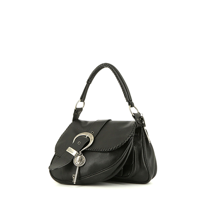Dior Gaucho bag worn on the shoulder or carried in the hand in black leather - 00pp