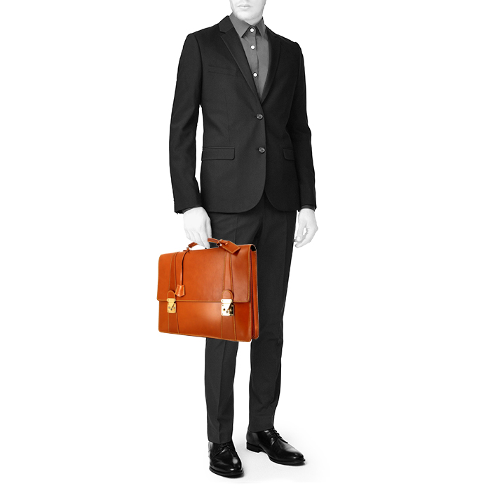 Porte-documents Louis Vuitton  Porte documents Voyage en cuir marron camel - Detail D1