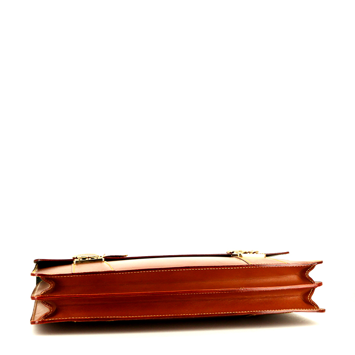 Porte-documents Louis Vuitton  Porte documents Voyage en cuir marron camel - Detail D4