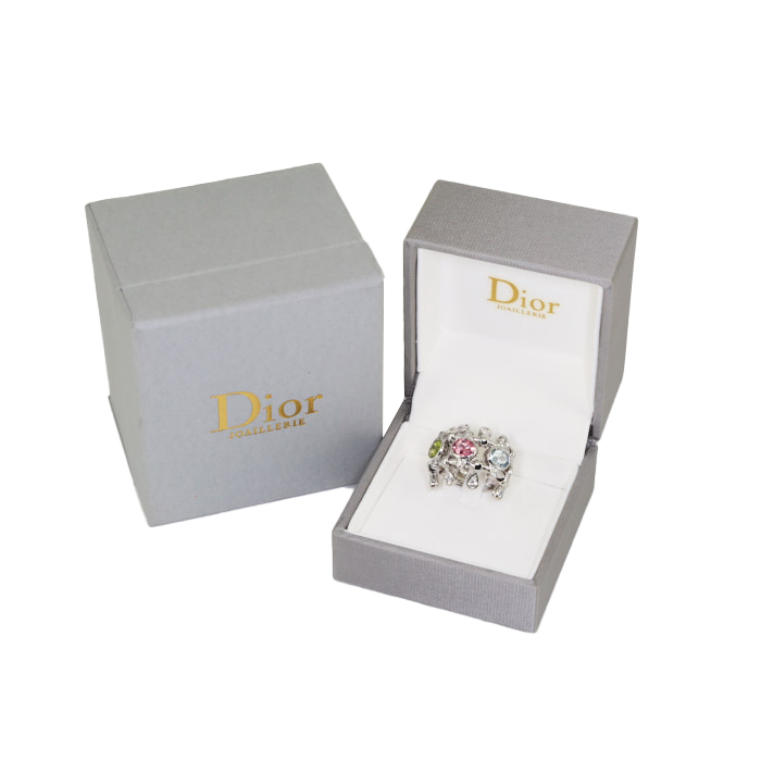 Anello Dior Deux Epices in oro bianco,  diamanti e pietre ornamentali - Detail D2