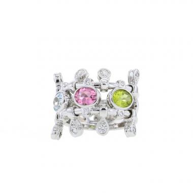 Anello Dior Deux Epices in oro bianco,  diamanti e pietre ornamentali