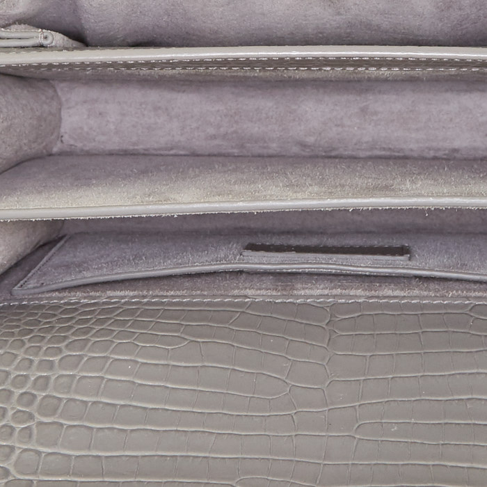 Bolso bandolera Saint Laurent Sunset en cuero gris - Detail D3