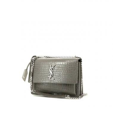 Sac bandoulière Saint Laurent Sunset en cuir gris