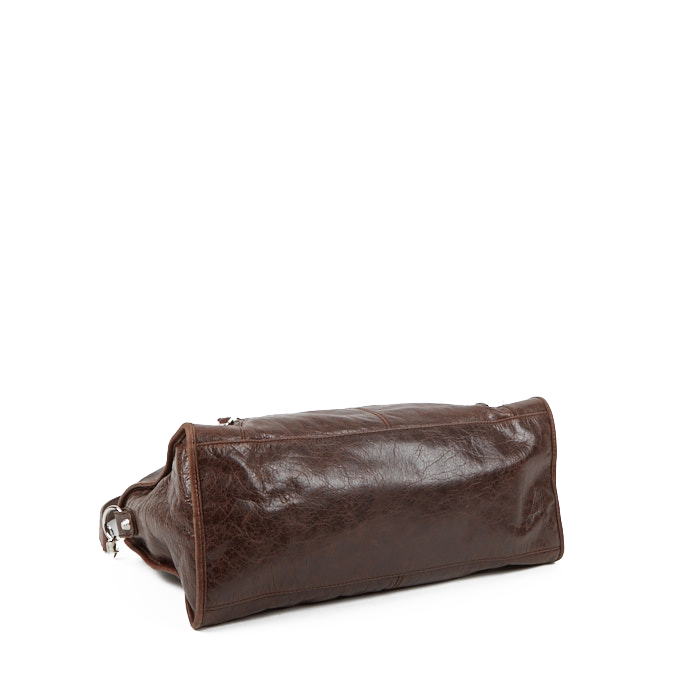 Sac à main Balenciaga Classic City en cuir marron - Detail D3