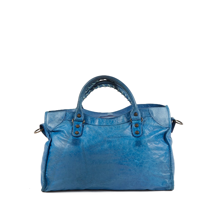 Bolso de mano Balenciaga Classic City en cuero azul - Detail D2