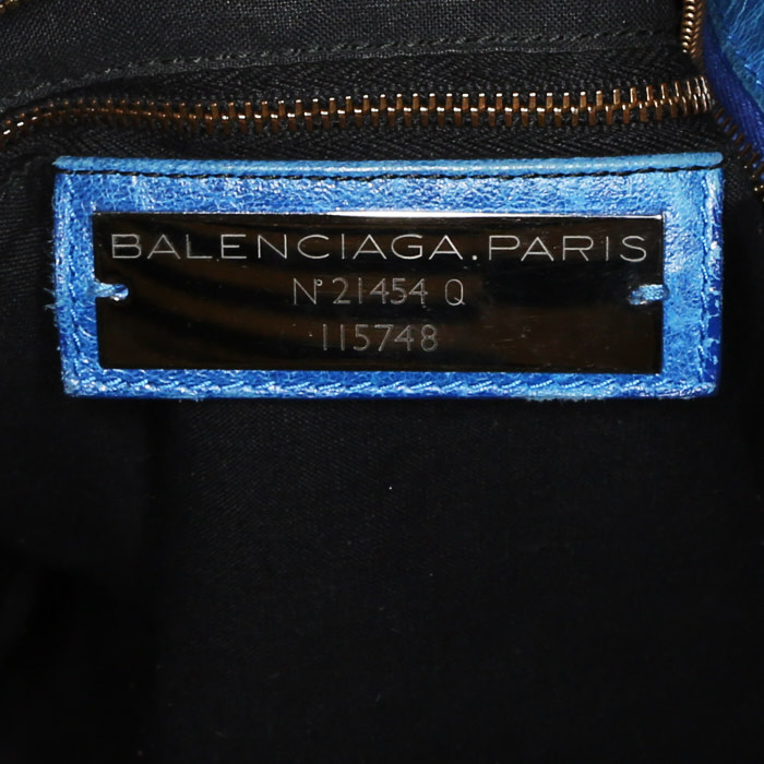 Sac à main Balenciaga Classic City en cuir bleu - Detail D5