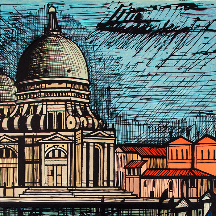 Bernard Buffet, "Venise - La Salute", lithographie en couleurs sur papier Arches, tirée de l'album "Venise", épreuve d'artiste, signée et annotée, de 1986 - Detail D1