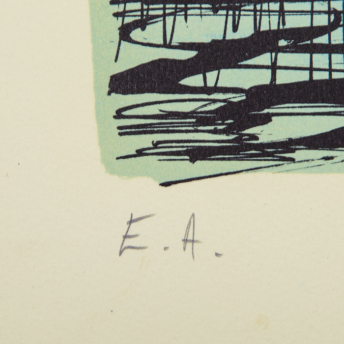 Bernard Buffet, "Venise - La Salute", lithographie en couleurs sur papier Arches, tirée de l'album "Venise", épreuve d'artiste, signée et annotée, de 1986 - Detail D3