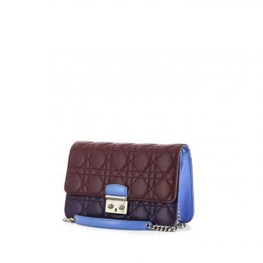 Dior Promenade handbag in blue, burgundy and purple tricolor leather cannage