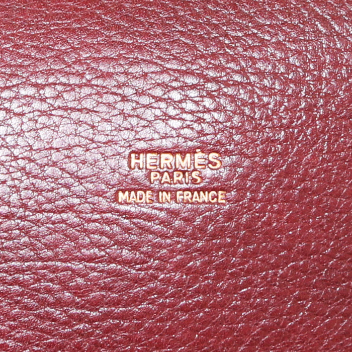 Hermès Market handbag in burgundy leather - Detail D3
