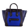 Celine Luggage small model handbag in dark blue and black leather and electric blue suede - 360 thumbnail