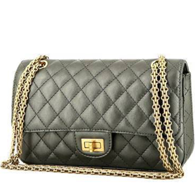 Borsa Chanel 2.55 in pelle trapuntata grigio metallizzato