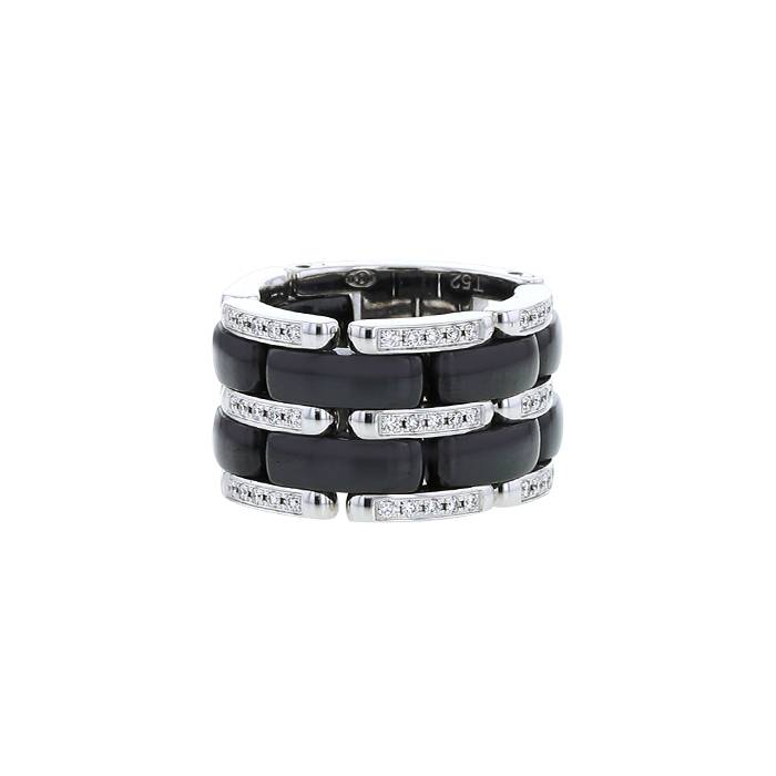 Flexible Chanel Ultra large model ring in white gold,  ceramic and diamonds - 00pp