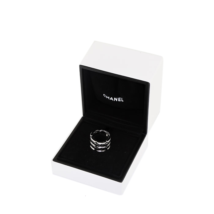 Anello flessibile Chanel Ultra modello grande in oro bianco,  ceramica nera e diamanti - Detail D2