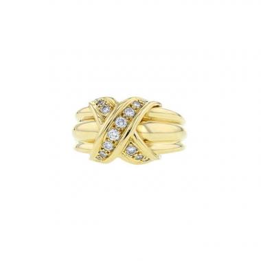 Anello Tiffany & Co Rope modello grande in oro giallo e diamanti