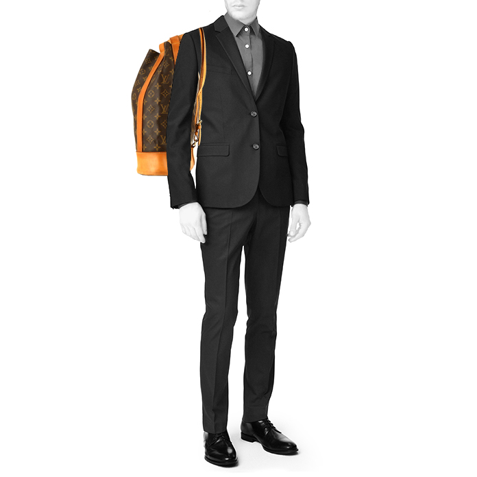 Louis Vuitton Randonnée backpack in brown monogram canvas and natural leather - Detail D1