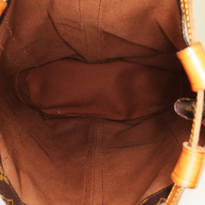 Zaino Louis Vuitton Randonnée in tela monogram marrone e pelle naturale - Detail D2