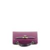Hermès Kelly 25 cm Touch handbag in purple Anemone leather and purple Amethyst niloticus crocodile - 360 Front thumbnail