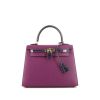 Hermès Kelly 25 cm Touch handbag in purple Anemone leather and purple Amethyst niloticus crocodile - 360 thumbnail