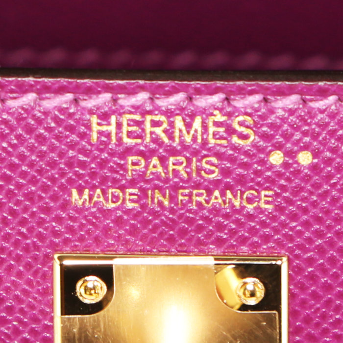 Sac à main Hermès Kelly 25 cm Touch en cuir violet Anemone et crocodile niloticus violet Amethyst - Detail D4